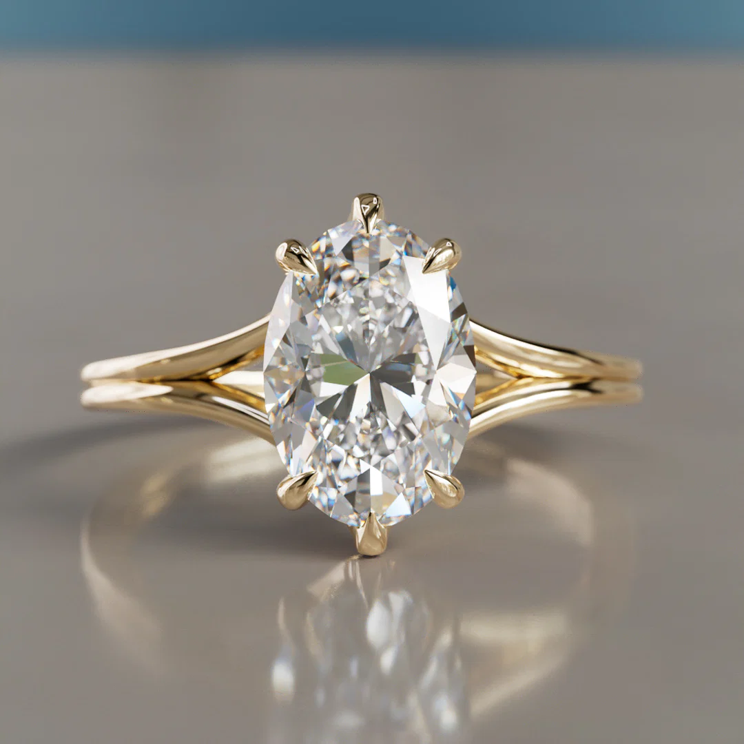 Modern oval engagement ring